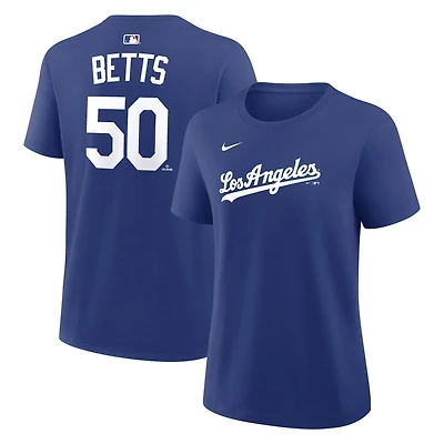 T-shirt Nike pour femme Mookie Betts Royal Los Angeles Dodgers avec nom et numéro
