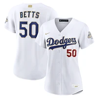 Maillot de stade Nike Mookie Betts blanc pour femme, Los Angeles Dodgers, collection or 2026
