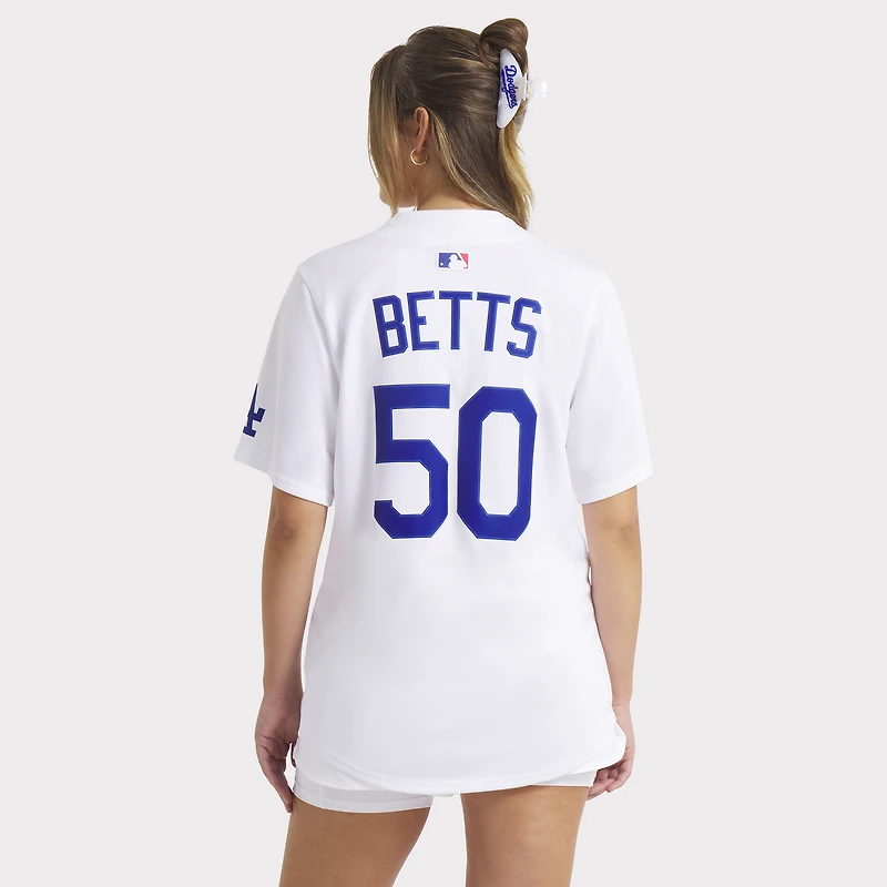 Maillot Nike Mookie Betts blanc pour femme, édition limitée, domicile des Los Angeles Dodgers