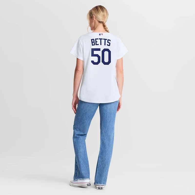 Maillot réplique domicile Nike Mookie Betts blanc des Dodgers de Los Angeles pour femme