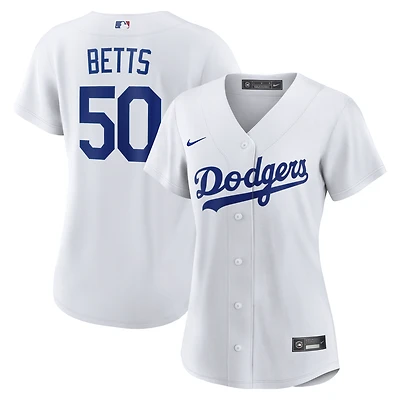 Maillot réplique domicile Nike Mookie Betts blanc des Dodgers de Los Angeles pour femme