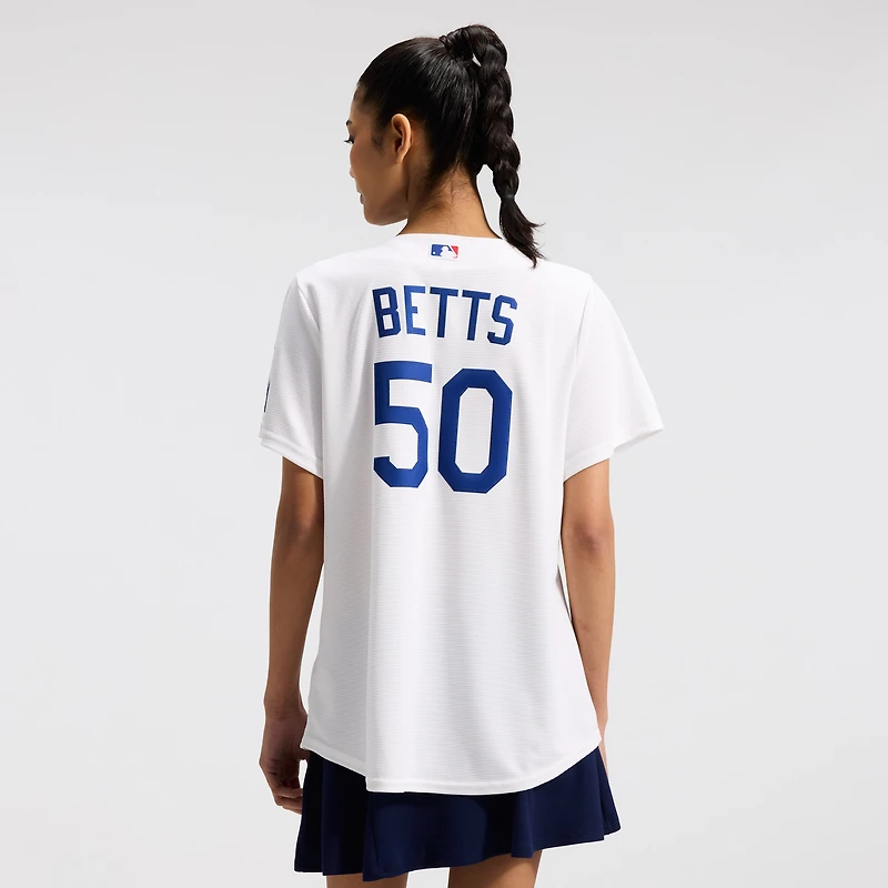 Maillot domicile Nike Mookie Betts blanc pour femme des Dodgers de Los Angeles