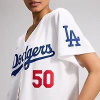 Maillot domicile Nike Mookie Betts blanc pour femme des Dodgers de Los Angeles