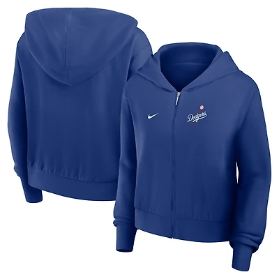Women's Nike Navy Los Angeles Dodgers Cropped Chill Full-Zip Hoodie