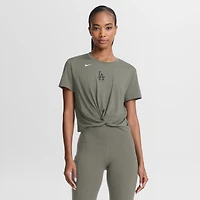 Women's Nike Olive Los Angeles Dodgers One Twist Dri-FIT Cropped T-Shirt