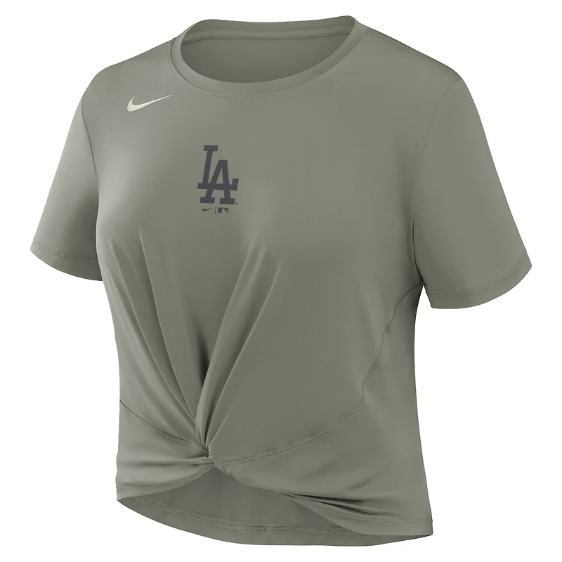 Women's Nike Olive Los Angeles Dodgers One Twist Dri-FIT Cropped T-Shirt