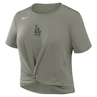 Women's Nike Olive Los Angeles Dodgers One Twist Dri-FIT Cropped T-Shirt