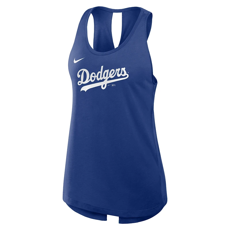 Women's Nike Royal Los Angeles Dodgers Crisscross Dri-FIT Tank Top