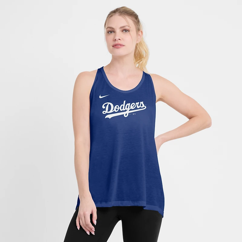 Women's Nike Royal Los Angeles Dodgers Crisscross Dri-FIT Tank Top