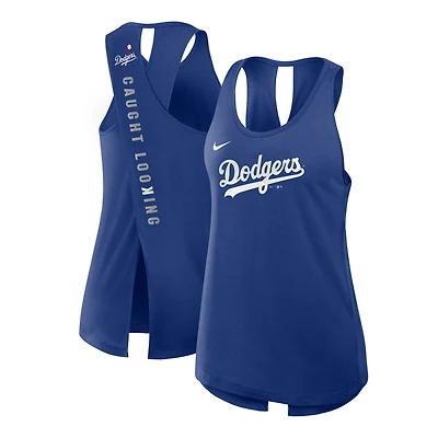 Women's Nike Royal Los Angeles Dodgers Crisscross Dri-FIT Tank Top