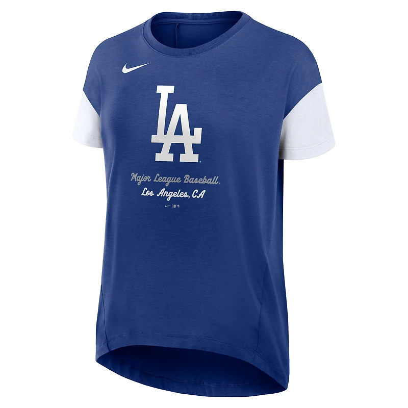 Women's Nike Royal Los Angeles Dodgers Flowy Fashion Tri-Blend Dri-FIT T-Shirt