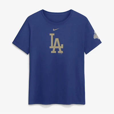 T-shirt Nike Rush bleu pour femme, logo Los Angeles Dodgers collection or 2026