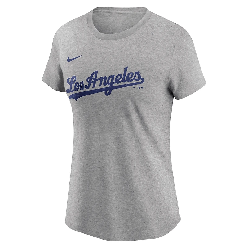 Women's Nike Shohei Ohtani Heather Gray Los Angeles Dodgers Fuse Name & Number T-Shirt