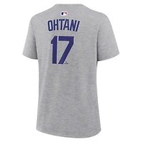 Women's Nike Shohei Ohtani Heather Gray Los Angeles Dodgers Name & Number T-Shirt