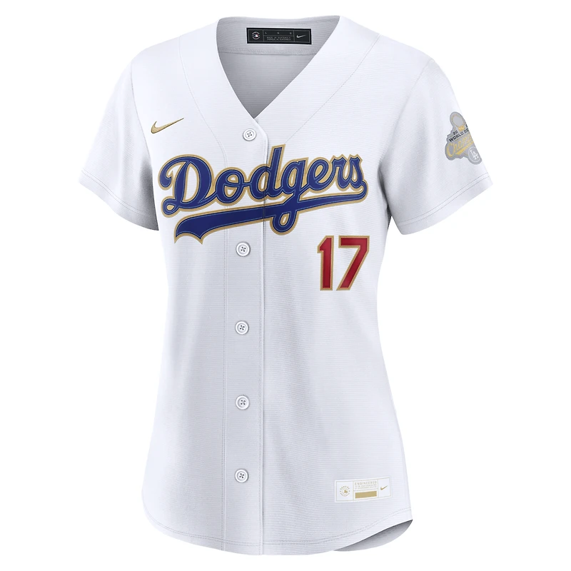 Maillot de stade Nike Shohei Ohtani blanc Los Angeles Dodgers Collection Or 2026 pour femme