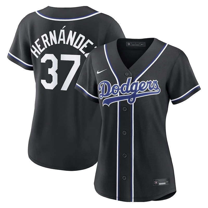 Women's Nike Teoscar Hernández Los Angeles Dodgers Fashion Black Out Replica Jersey