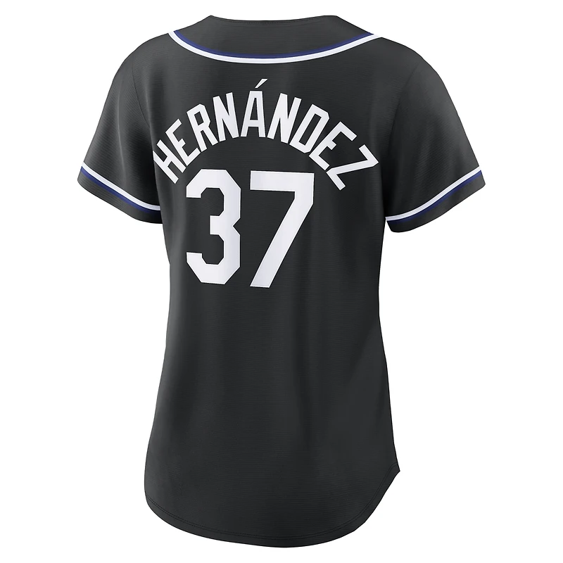 Women's Nike Teoscar Hernández Los Angeles Dodgers Fashion Black Out Replica Jersey