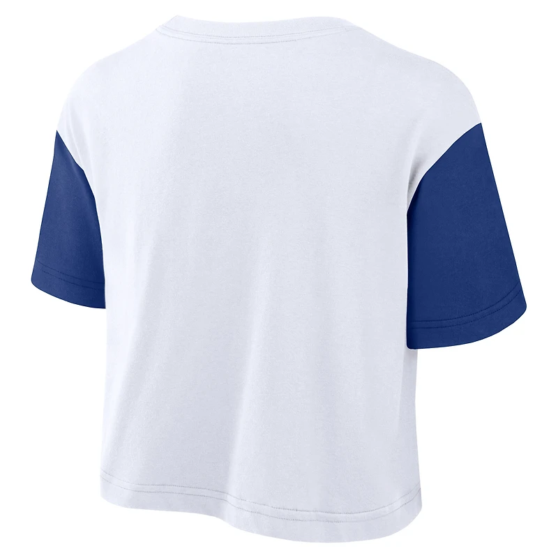 Women's Nike White/Royal Los Angeles Dodgers Script Cropped Performance T-Shirt