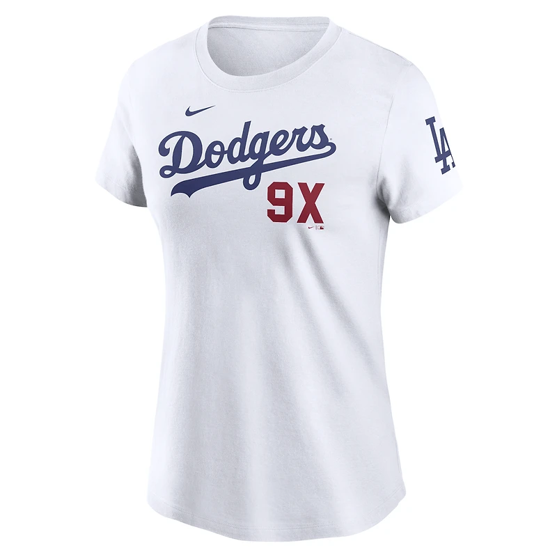 T-shirt Nike blanc pour femme Los Angeles Dodgers 9X Champions