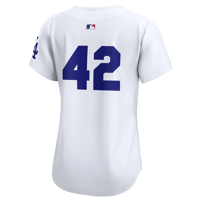 Maillot Nike blanc pour femme Los Angeles Dodgers Domicile 2025 Jackie Robinson Day Limited