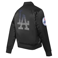 Veste à boutons-pression en satin strass noir Pro Standard des Dodgers de Los Angeles pour femme
