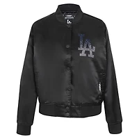 Veste à boutons-pression en satin strass noir Pro Standard des Dodgers de Los Angeles pour femme