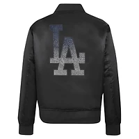 Veste à boutons-pression en satin strass noir Pro Standard des Dodgers de Los Angeles pour femme