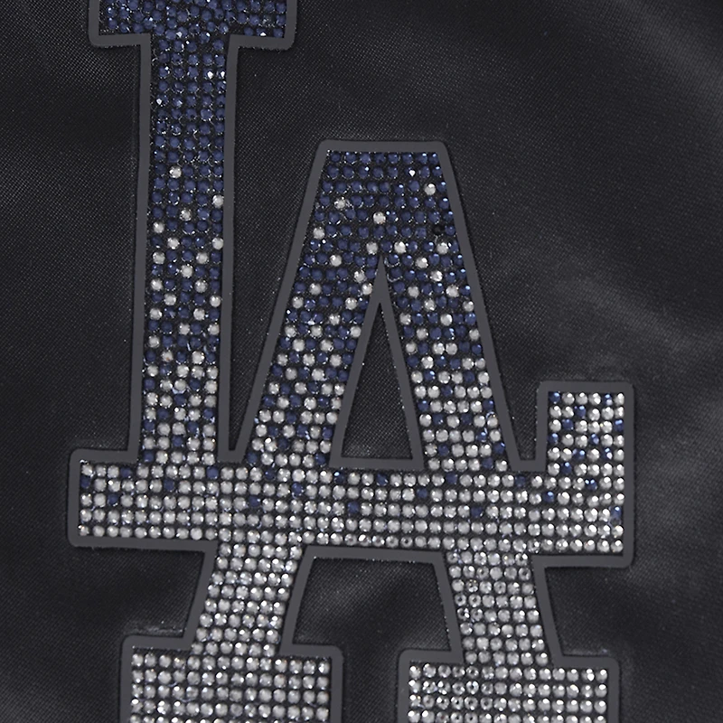 Veste à boutons-pression en satin strass noir Pro Standard des Dodgers de Los Angeles pour femme