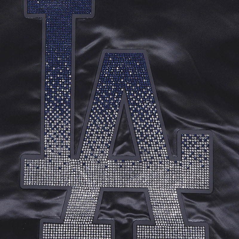 Veste à boutons-pression en satin strass noir Pro Standard des Dodgers de Los Angeles pour femme