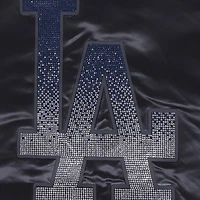 Veste à boutons-pression en satin strass noir Pro Standard des Dodgers de Los Angeles pour femme