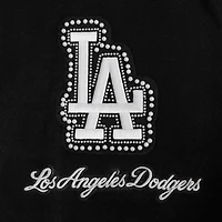 Veste universitaire entièrement zippée en laine côtelée Pro Standard pour femme Los Angeles Dodgers Pearls noire