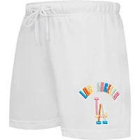 Women's Pro Standard  White Los Angeles Dodgers Washed Neon Shorts
