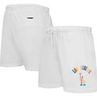 Women's Pro Standard  White Los Angeles Dodgers Washed Neon Shorts