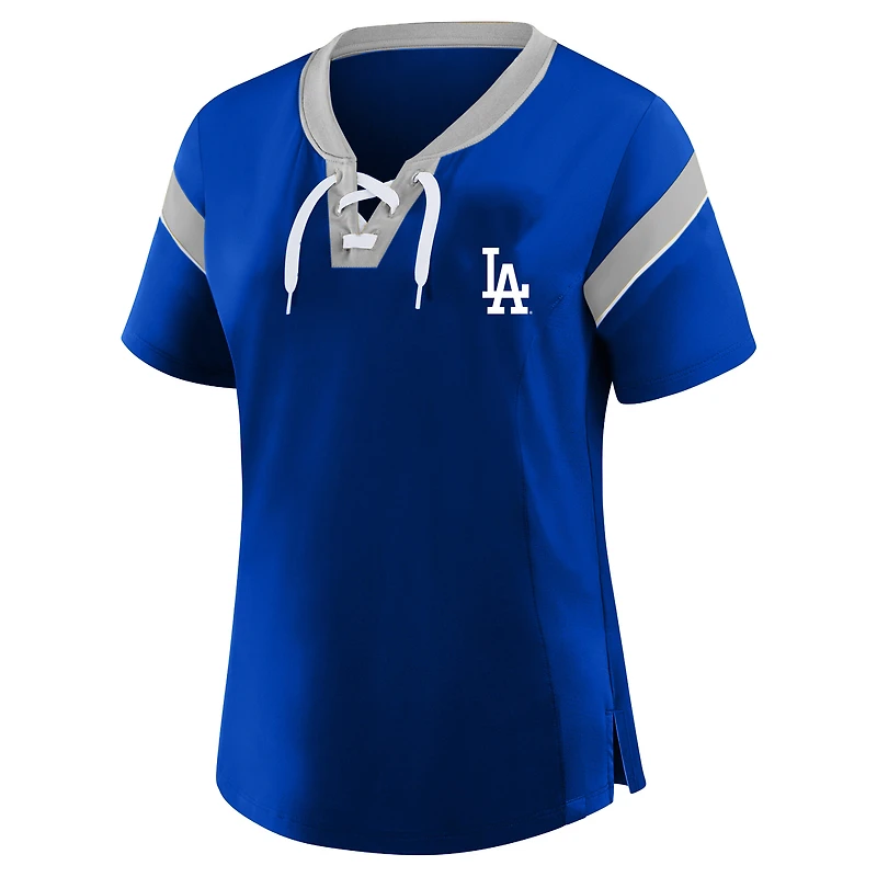Women's Profile Gray Los Angeles Dodgers Plus Lace-Up T-Shirt