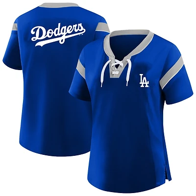 Women's Profile Gray Los Angeles Dodgers Plus Lace-Up T-Shirt