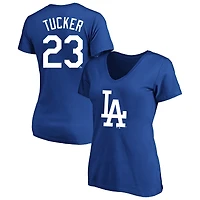 Women's Profile Kyle Tucker Royal Los Angeles Dodgers Plus Name & Number V-Neck T-Shirt