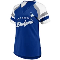 T-shirt à encolure arquée pour femme avec logo Royal Los Angeles Dodgers