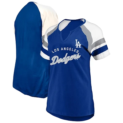 T-shirt à encolure arquée pour femme avec logo Royal Los Angeles Dodgers