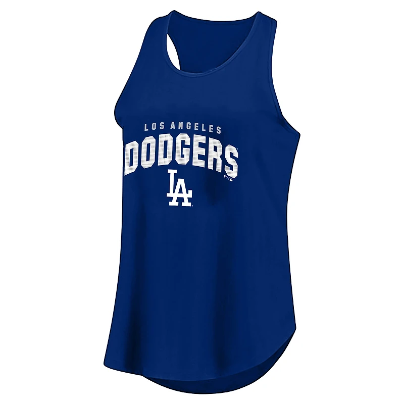 Women's Profile Royal Los Angeles Dodgers Plus Wordmark Racerback Scoop Neck Tank Top