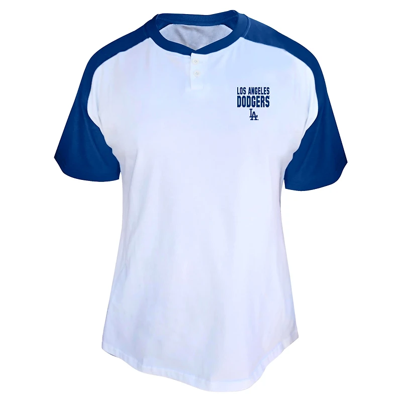 Women's Profile Shohei Ohtani White Los Angeles Dodgers Plus Name & Number Raglan Henley T-Shirt
