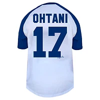 Women's Profile Shohei Ohtani White Los Angeles Dodgers Plus Name & Number Raglan Henley T-Shirt