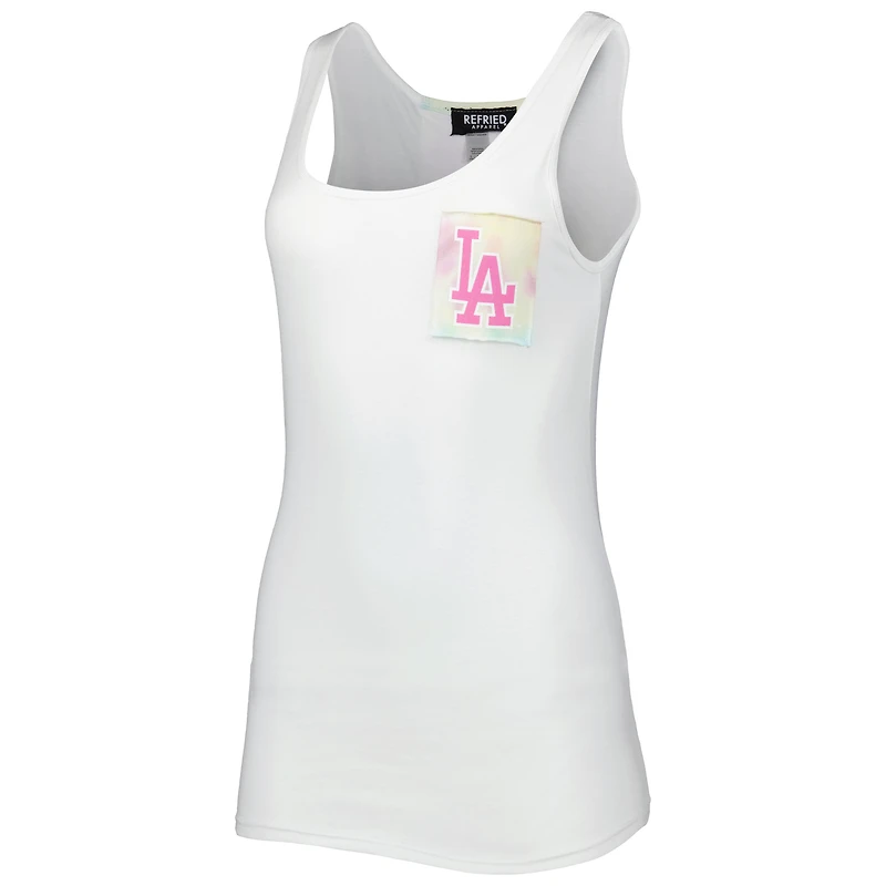 Débardeur tie-dye blanc Los Angeles Dodgers Refried Apparel pour femme