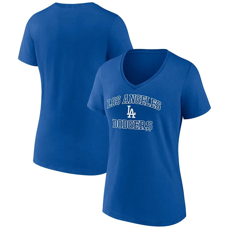 Women's  Royal Los Angeles Dodgers Heart & Soul V-Neck T-Shirt