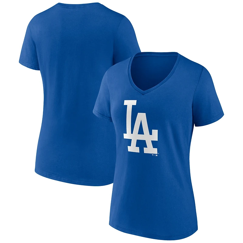T-shirt col V pour femme avec logo officiel des Royal Los Angeles Dodgers