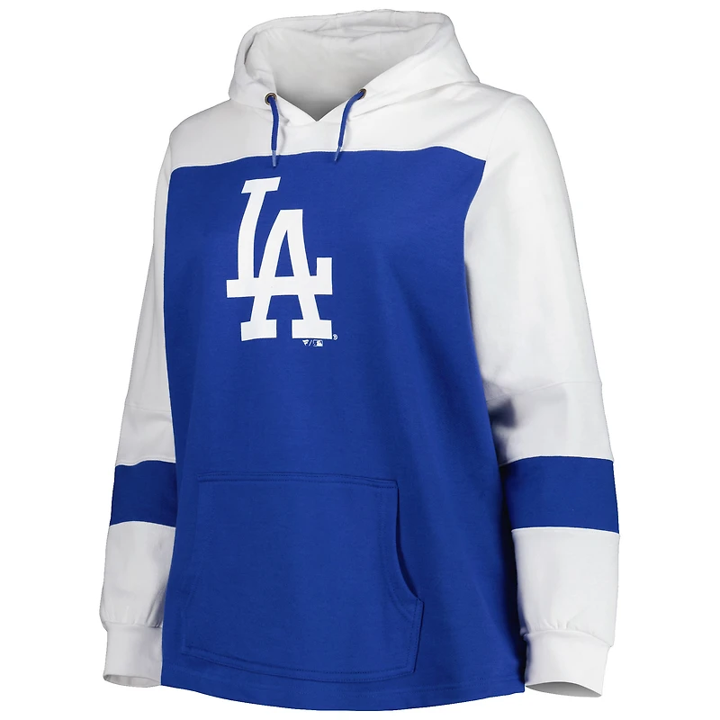 Women's Royal Los Angeles Dodgers Plus Colorblock Pullover Hoodie