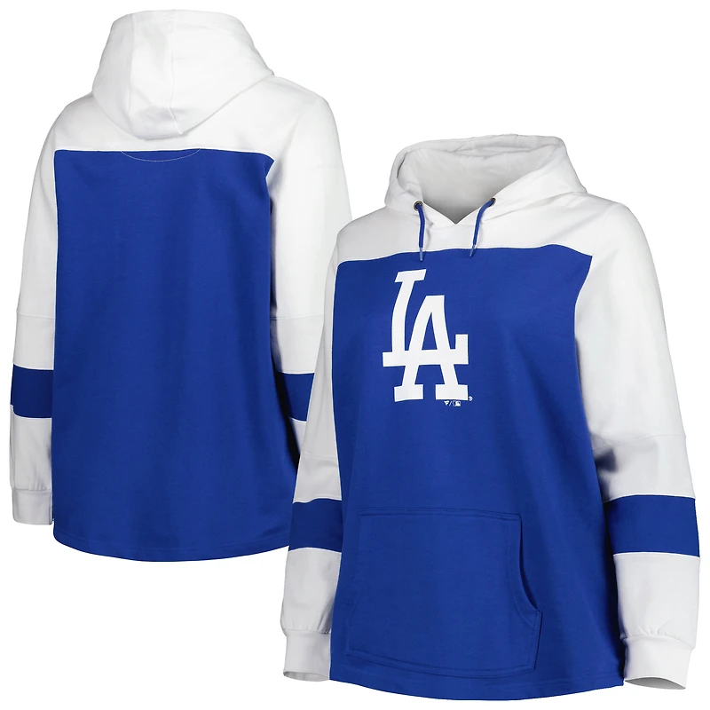 Women's Royal Los Angeles Dodgers Plus Colorblock Pullover Hoodie