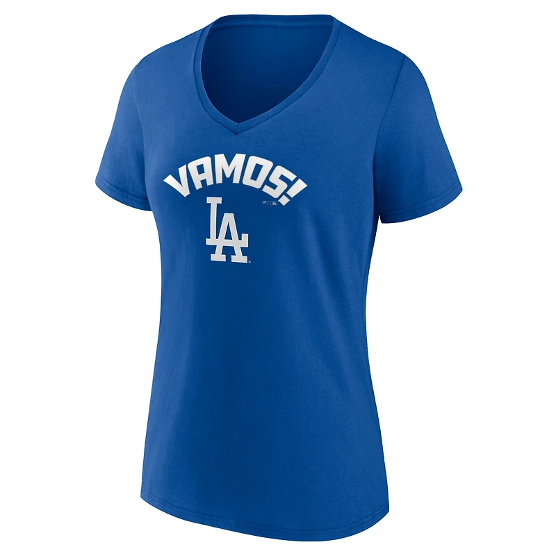 Women's  Royal Los Angeles Dodgers Vamos V-Neck T-Shirt