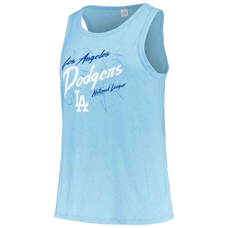 Débardeur tri-mélange courbé à col haut et taille plus pour femmes, doux comme un raisin, Los Angeles Dodgers, bleu clair