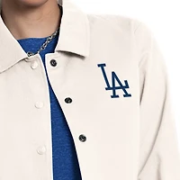 Veste d'entraîneur Starter Cream pour femmes Los Angeles Dodgers Cooperstown First Down à boutons-pression complets