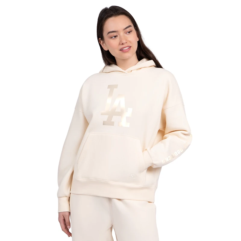 Women's Starter Cream Los Angeles Dodgers Pastel Relaxed Hoodie